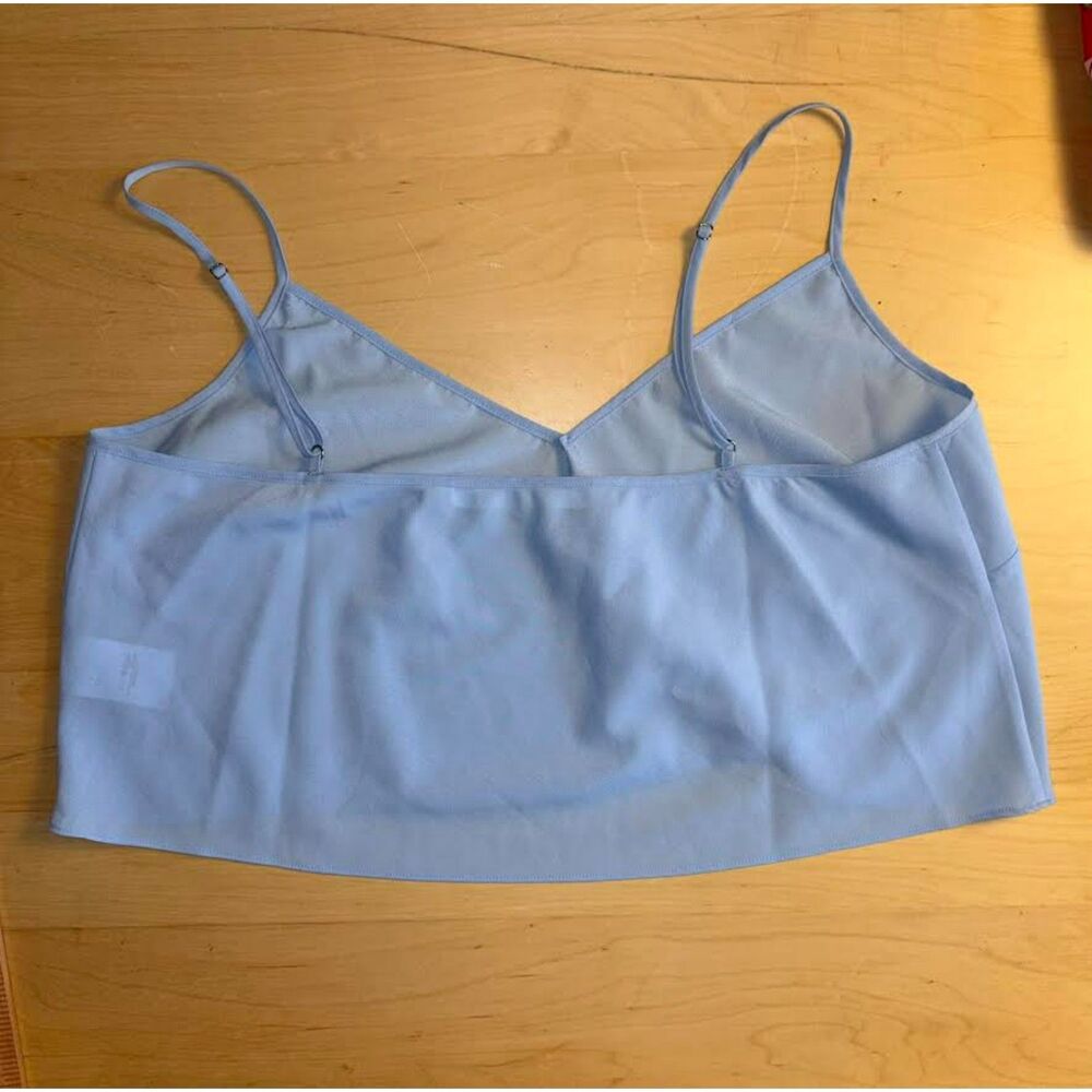 Veronica Beard Silk Light Blue V-Neck Cropped Camisole Top - Picture 5 of 8